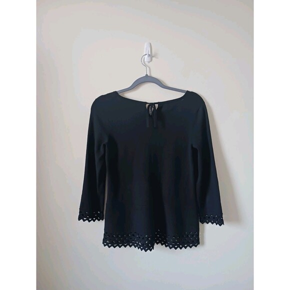 Talbots Womens Knit Tunic Black Hem‎ Top Lace Size XS - Picture 2 of 8